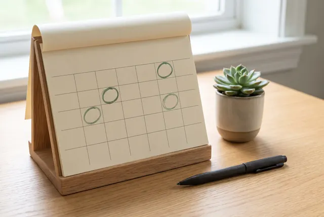 AI-generated illustration: a desk calendar with dates circled